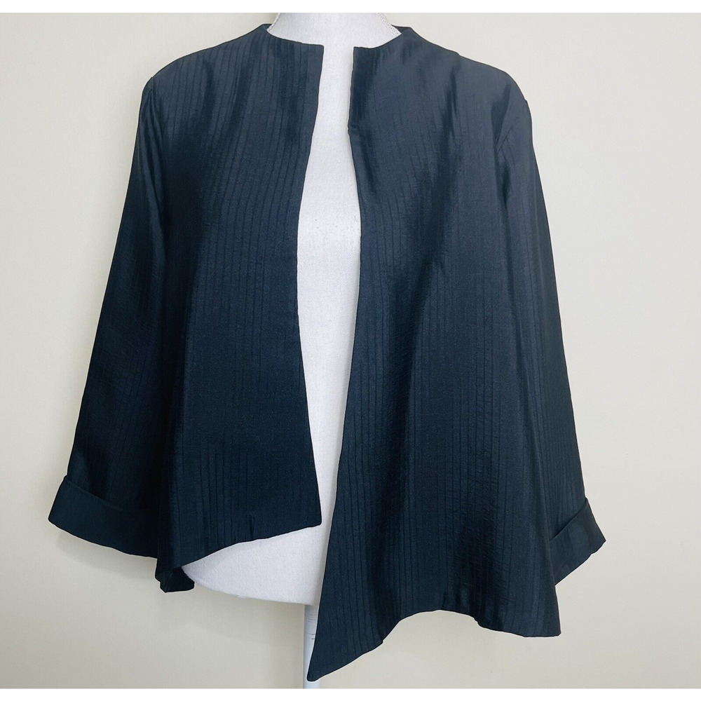 Heidi Daus Signature Accent Open-Front Jacket Blazer (Size Small) BLACK